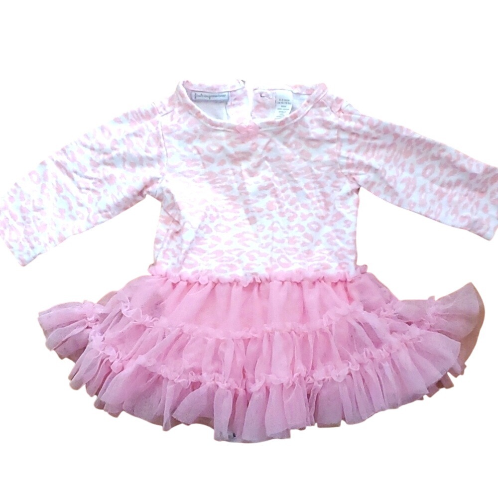 First Impressions Girls Long‎ Sleeve Cheetah Tutu Dress 0-3M